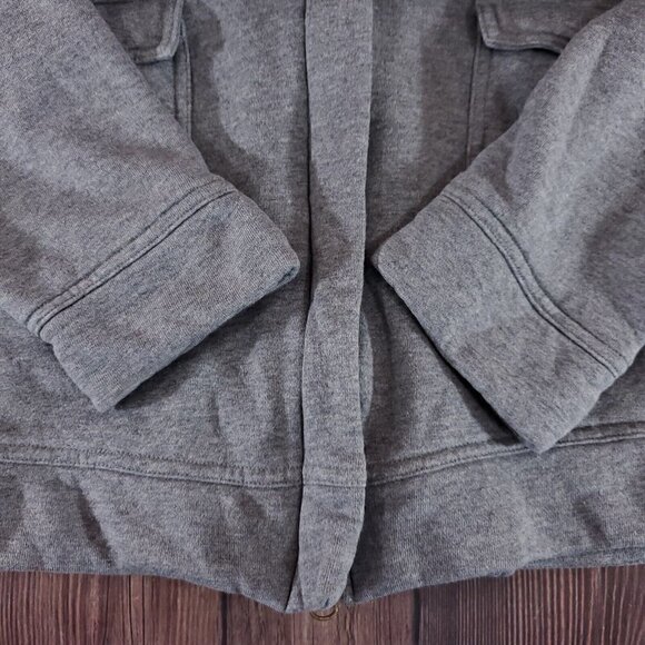Soft Surroundings Womens Small Gray Hooded Toggle Coat Full Zip Cotton Fleece - Picture 12 of 16